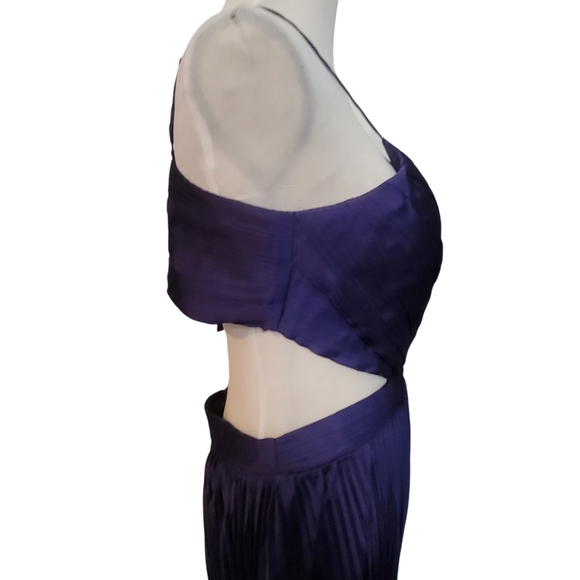 Lulus got the glam navy blue pleated cut out maxi dress womens size large - Picture 4 of 9